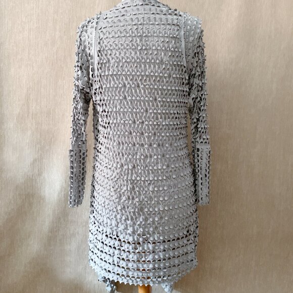 Linea Domani Taupe Waterfall Cardigan | All-Over Laser-Cut Detail | XL - Picture 3 of 14